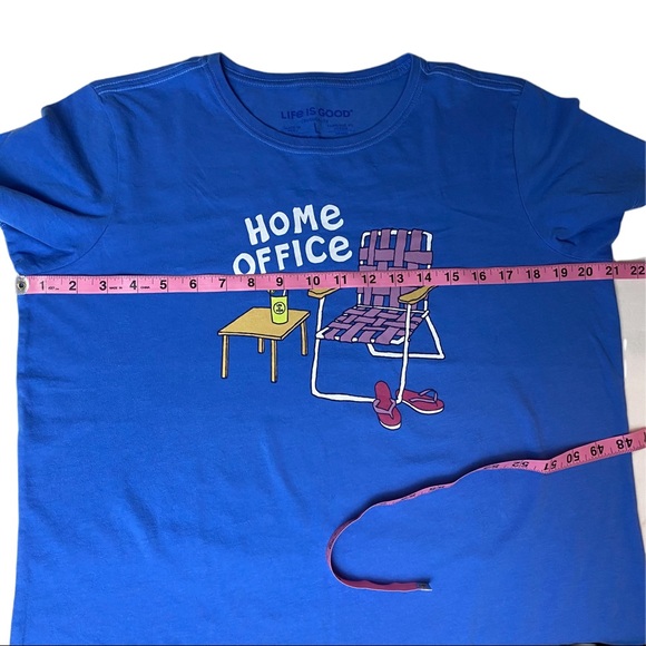 Life is Good Home Office beach blue crusher t-shirt lawn chair flip flops drink - Picture 8 of 9